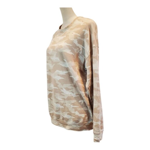 ATHLETA SZ M Triumph Beige/Tan Camo Crewneck Pullover Relaxed Sweatshirt - Picture 3 of 9